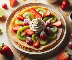 crepes con fresas y kiwis